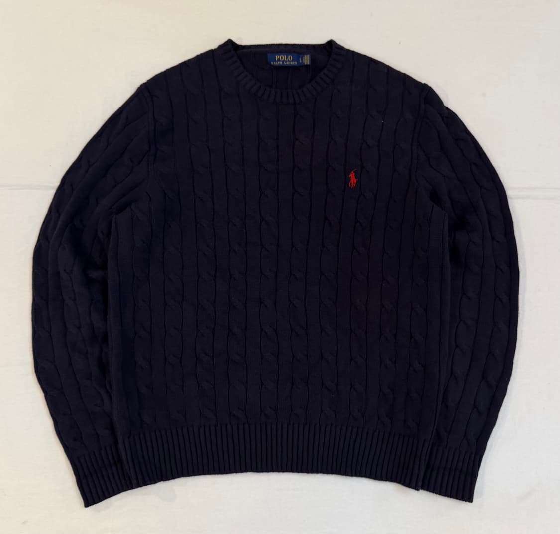 폴로 랄프로렌 꽈배기 케이블 니트 네이비 상품이미지1