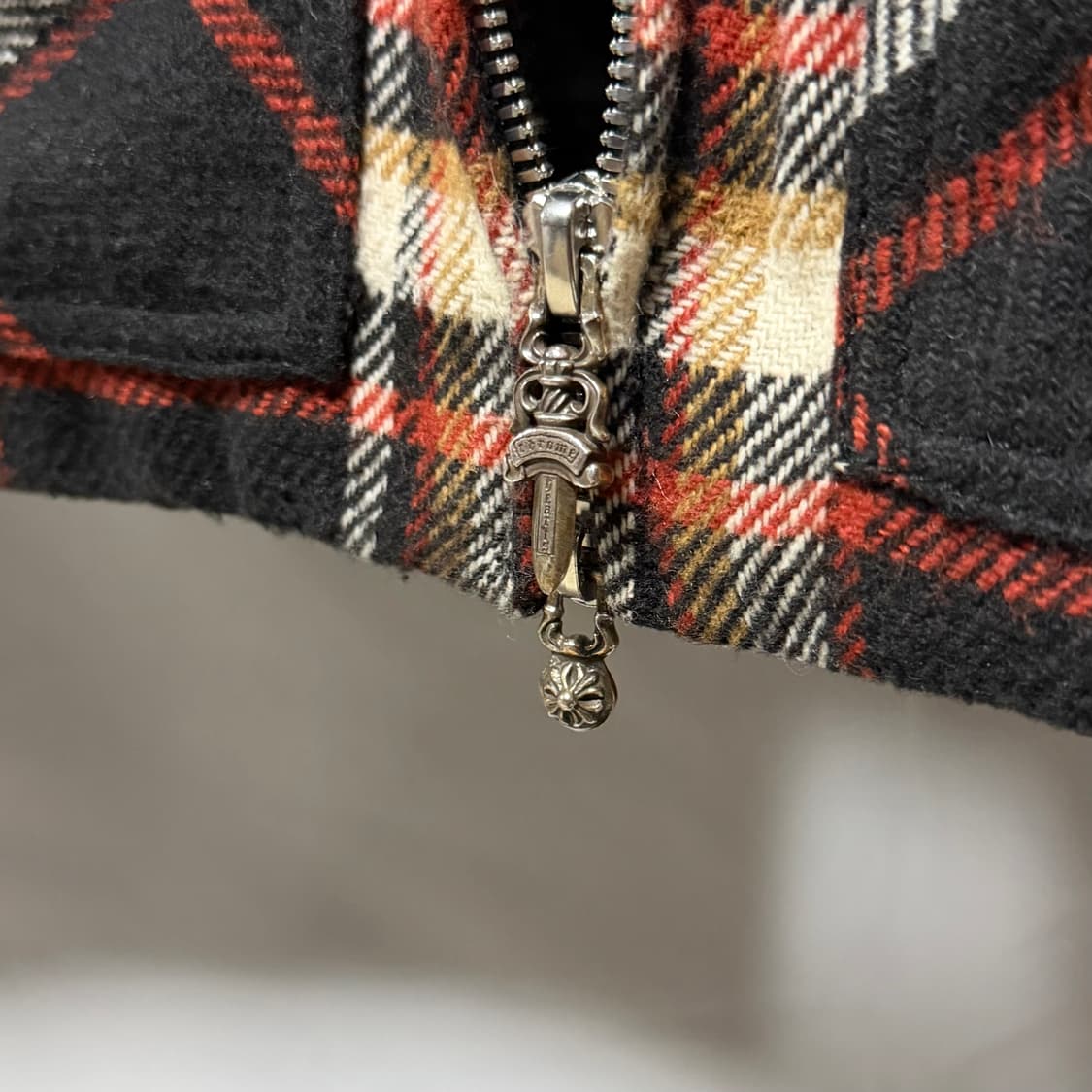 [S+급/2XL] 크롬하츠 체크 무늬 플란넬 퍼 카라 집업 자켓 상품이미지6