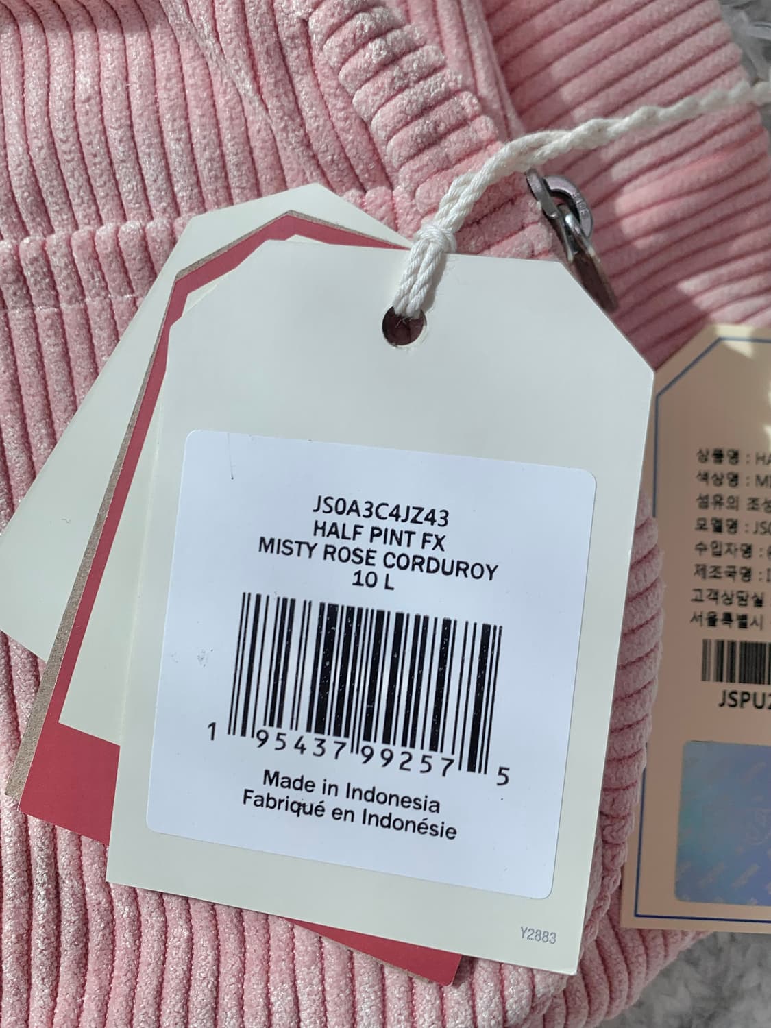 새상품 잔스포츠 하프 파인트 코듀로이 미스티 로즈 핑크 백팩 상품이미지5