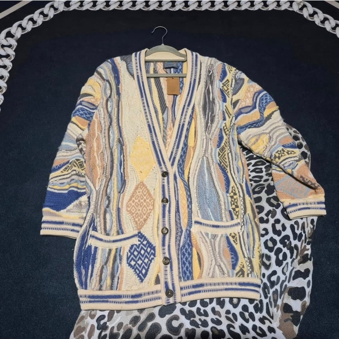 90's 쿠지 COOGI 케이블 니트 가디건 s 정품 상품이미지1