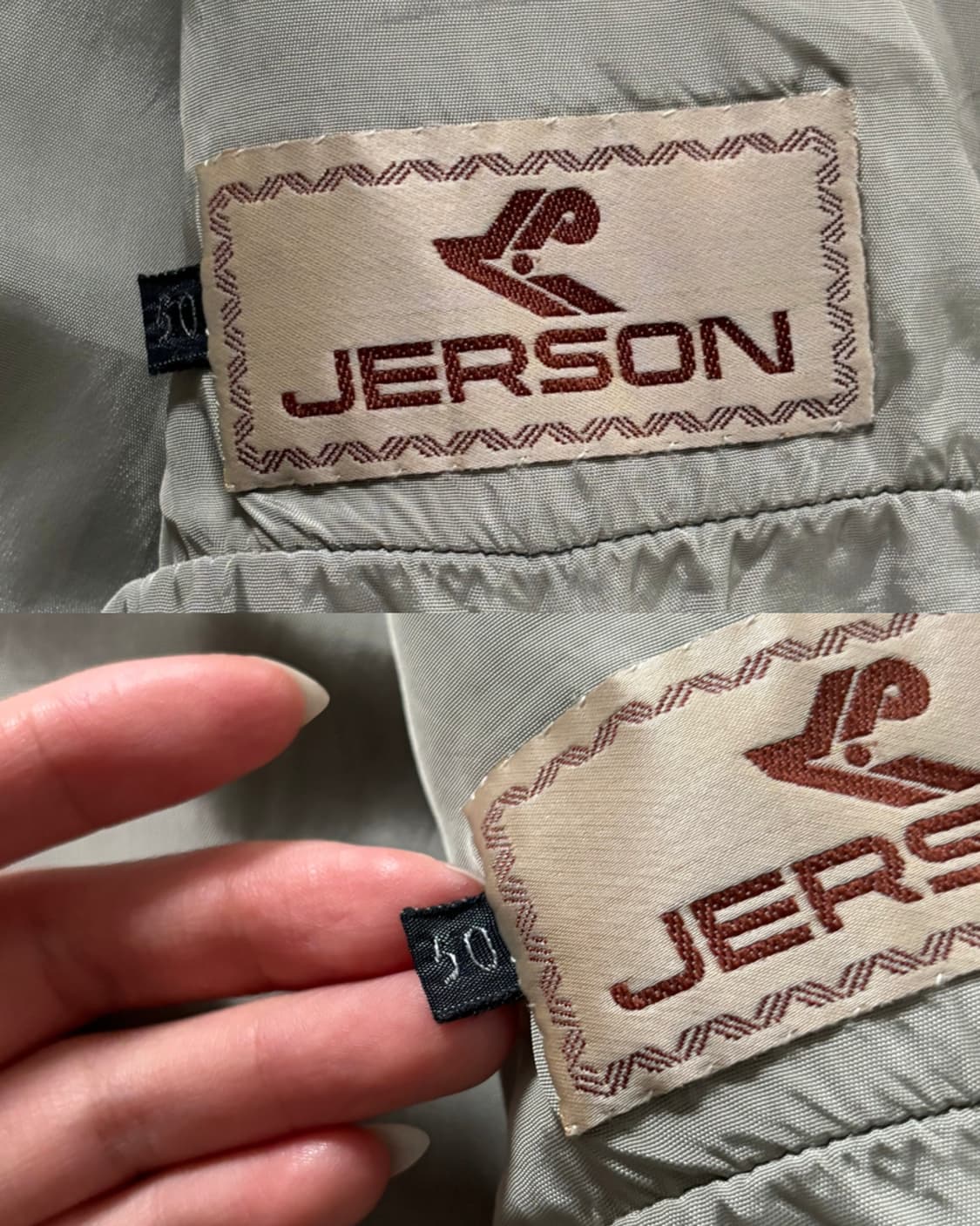 JERSON 90‘s 카키 레더 자켓 상품이미지9