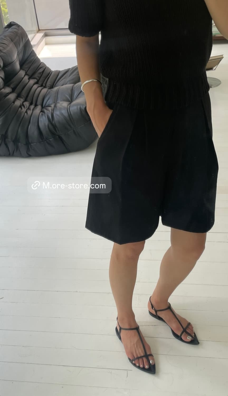 A-Pintuck Shorts 블랙  상품이미지4