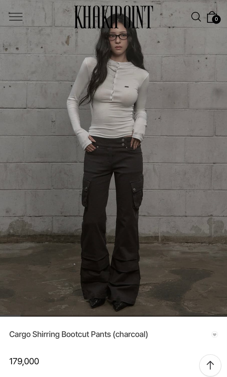 카키포인트 Cargo Shirring Bootcut Pants 상품이미지1