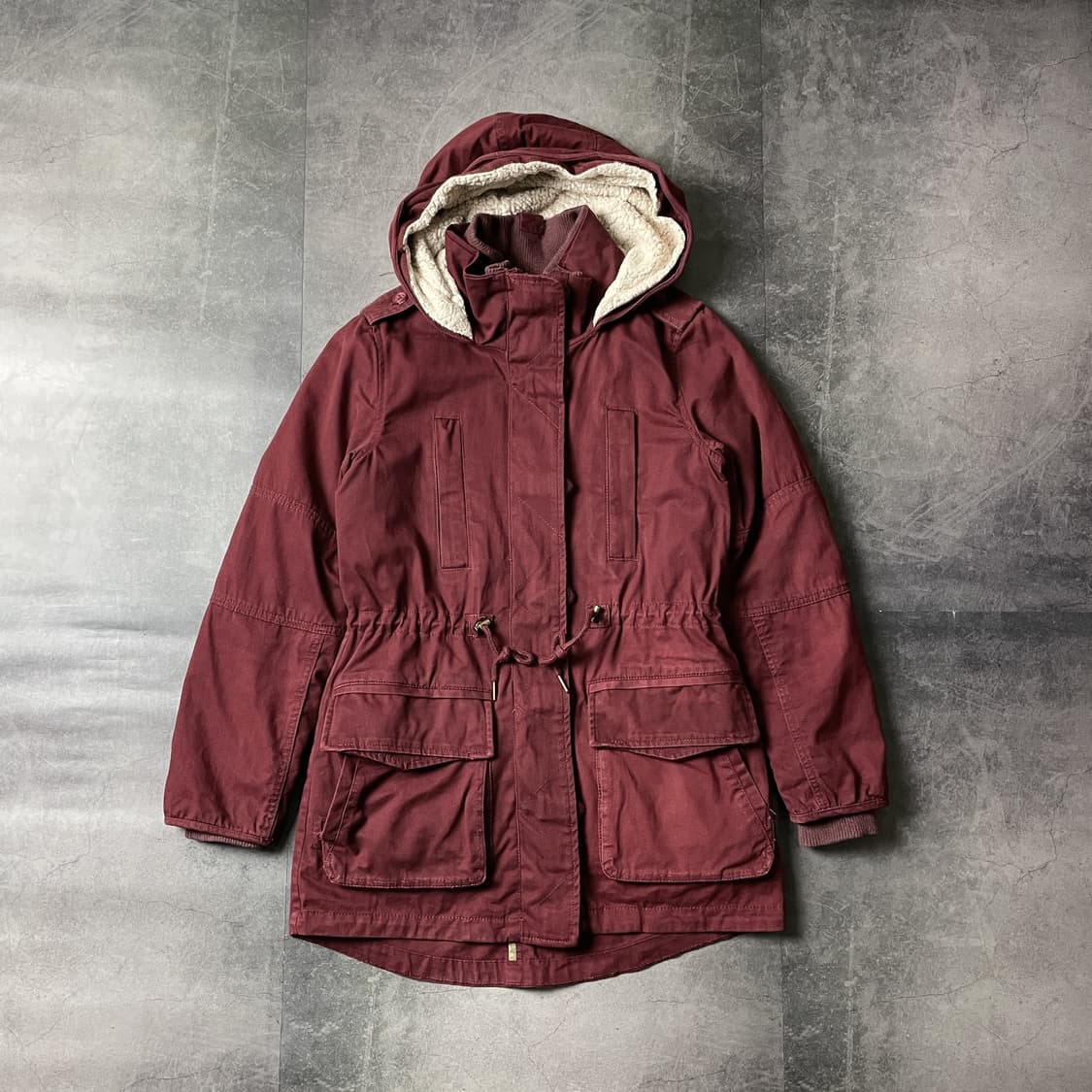 GARAGE 빈티지 와인 퀄팅안감 후드파카 A00336 상품이미지1