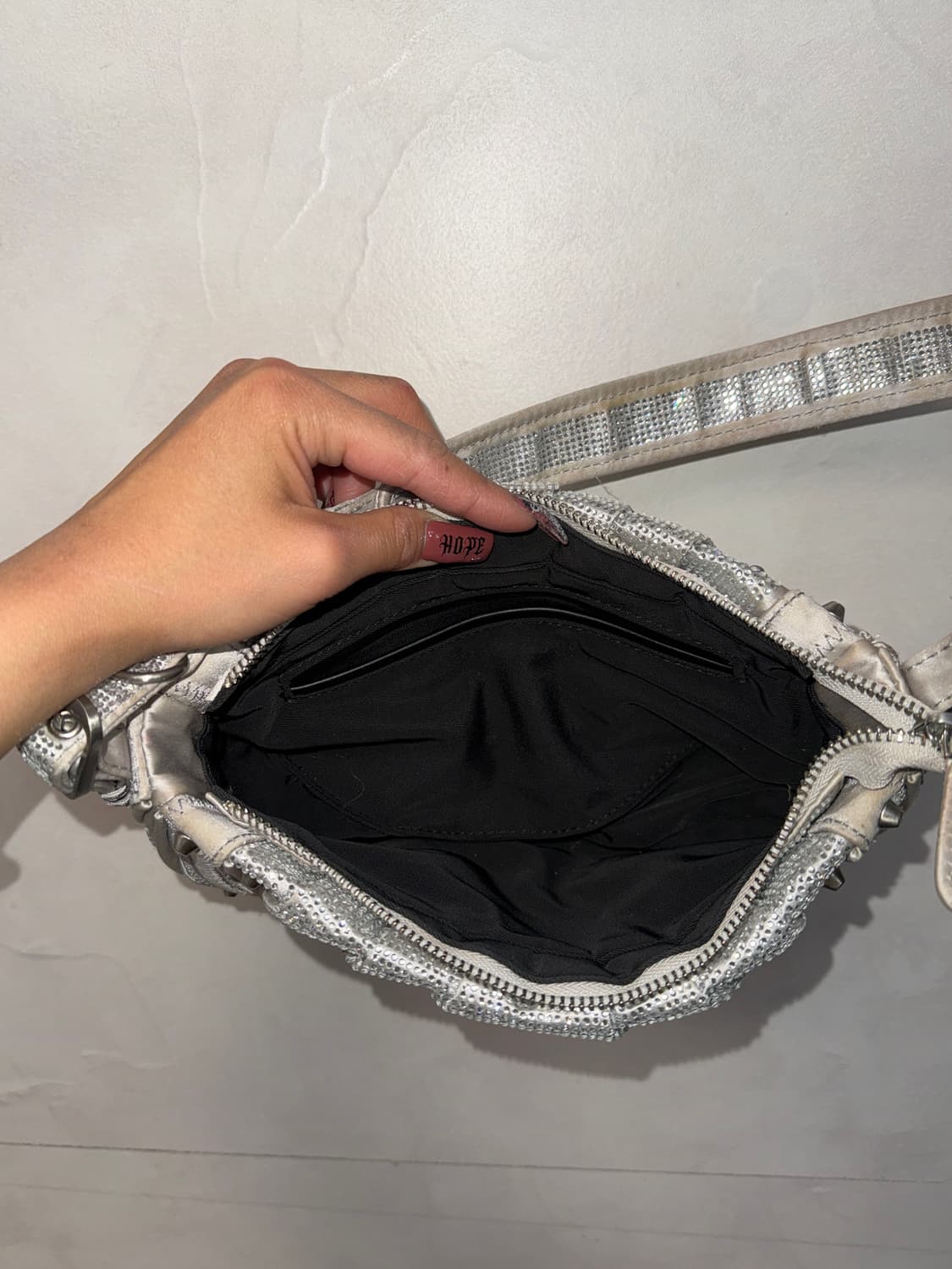 Silver satin cubic stud biker 숄더백 상품이미지5