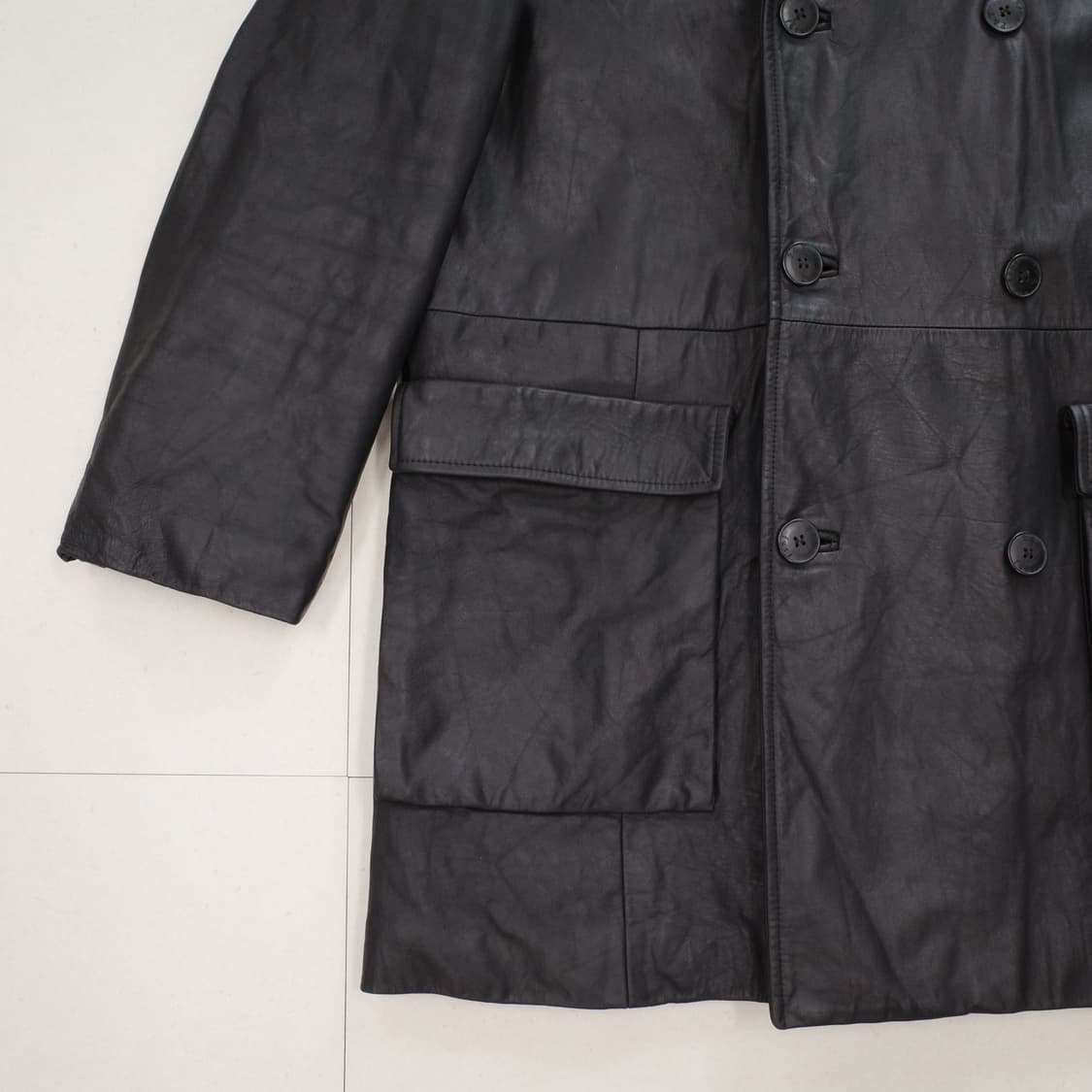 90s 이태리 생산 P&T Vera Pelle 양가죽 더블코트 상품이미지4