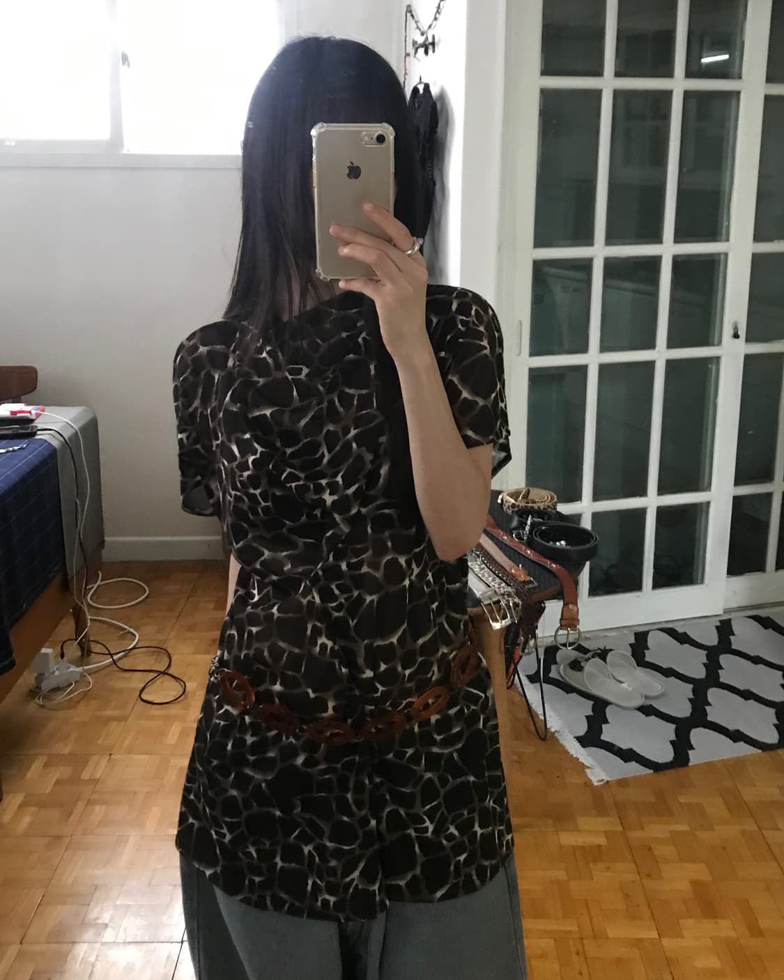 vintage mash pattern top 상품이미지1