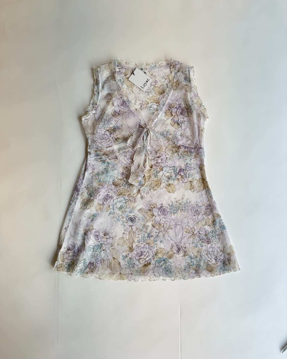 Floral Mesh Tie-Front Vest 상품이미지1