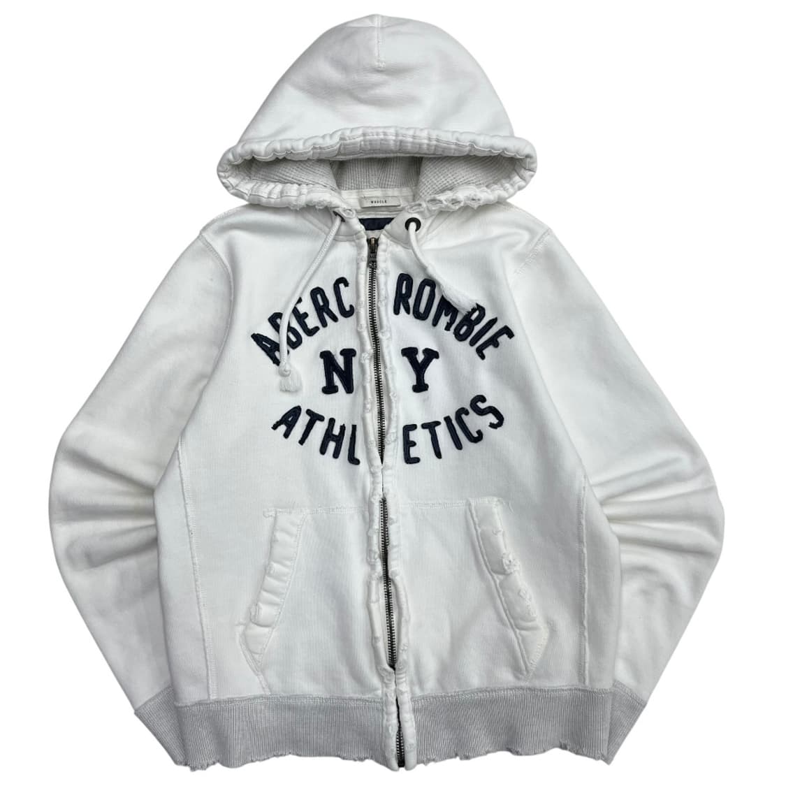 아베크롬비 네이비 센터로고 화이트 후드집업 XL 상품이미지2