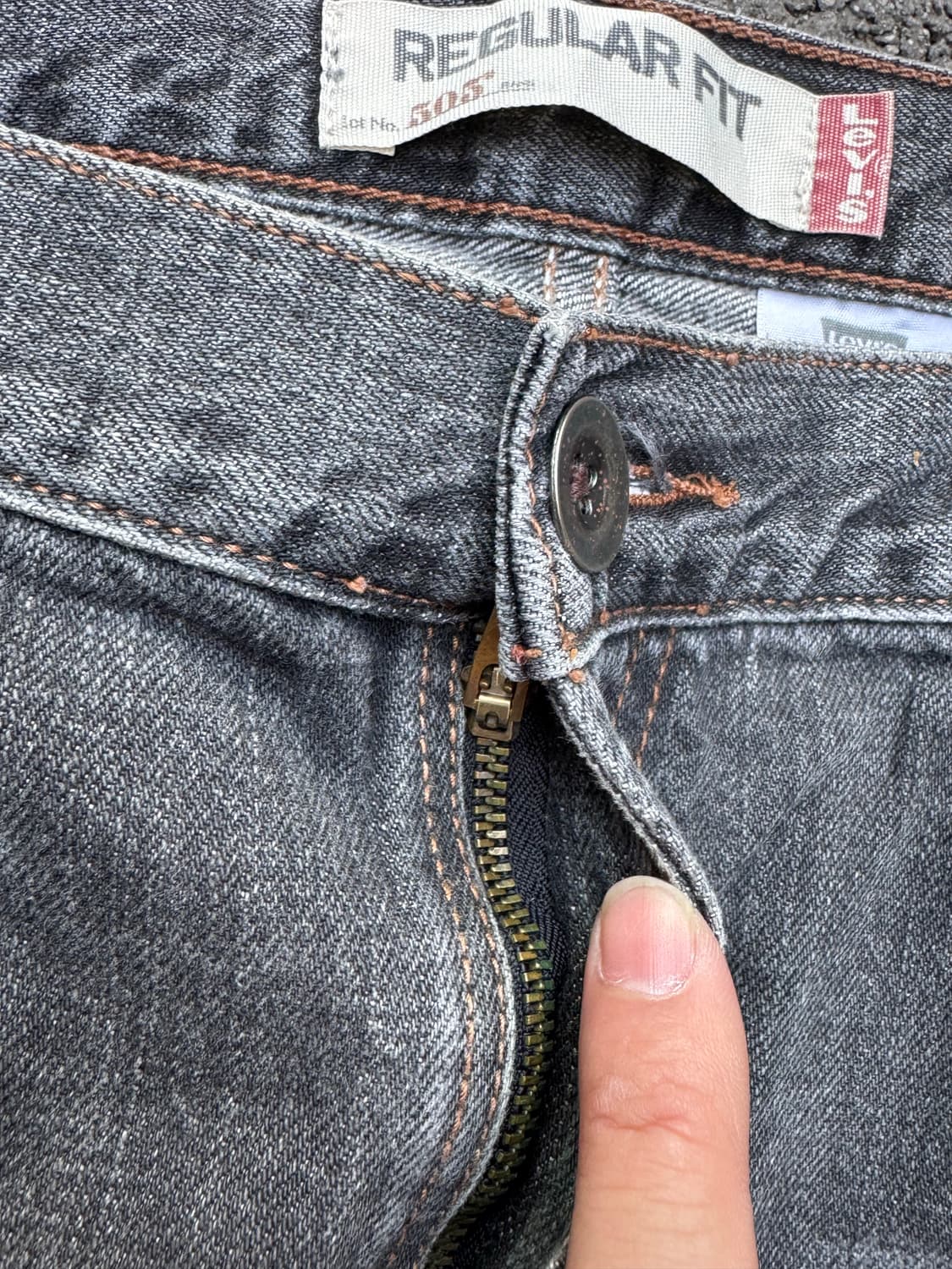 리바이스 505 워싱 레귤러 흑청 데님팬츠 (40Size)  상품이미지7