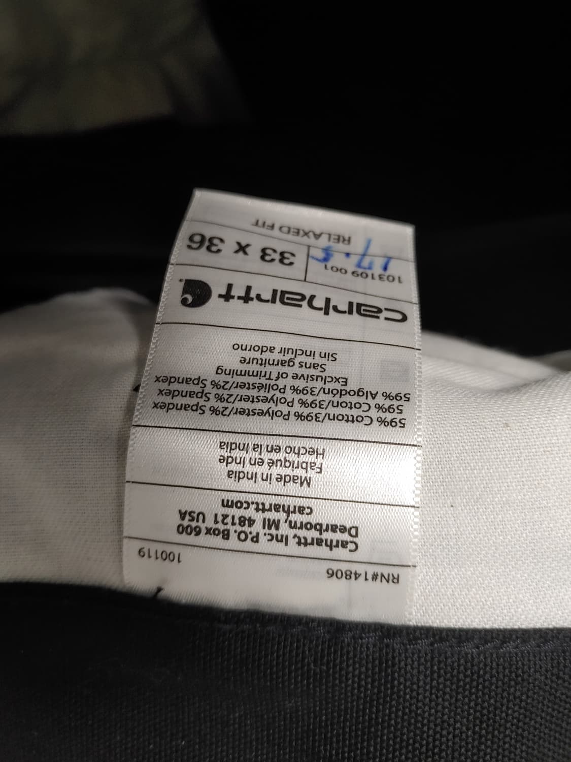 칼하트 블랙 싱글니  바지 최고좋음  -33사이즈 상품이미지7