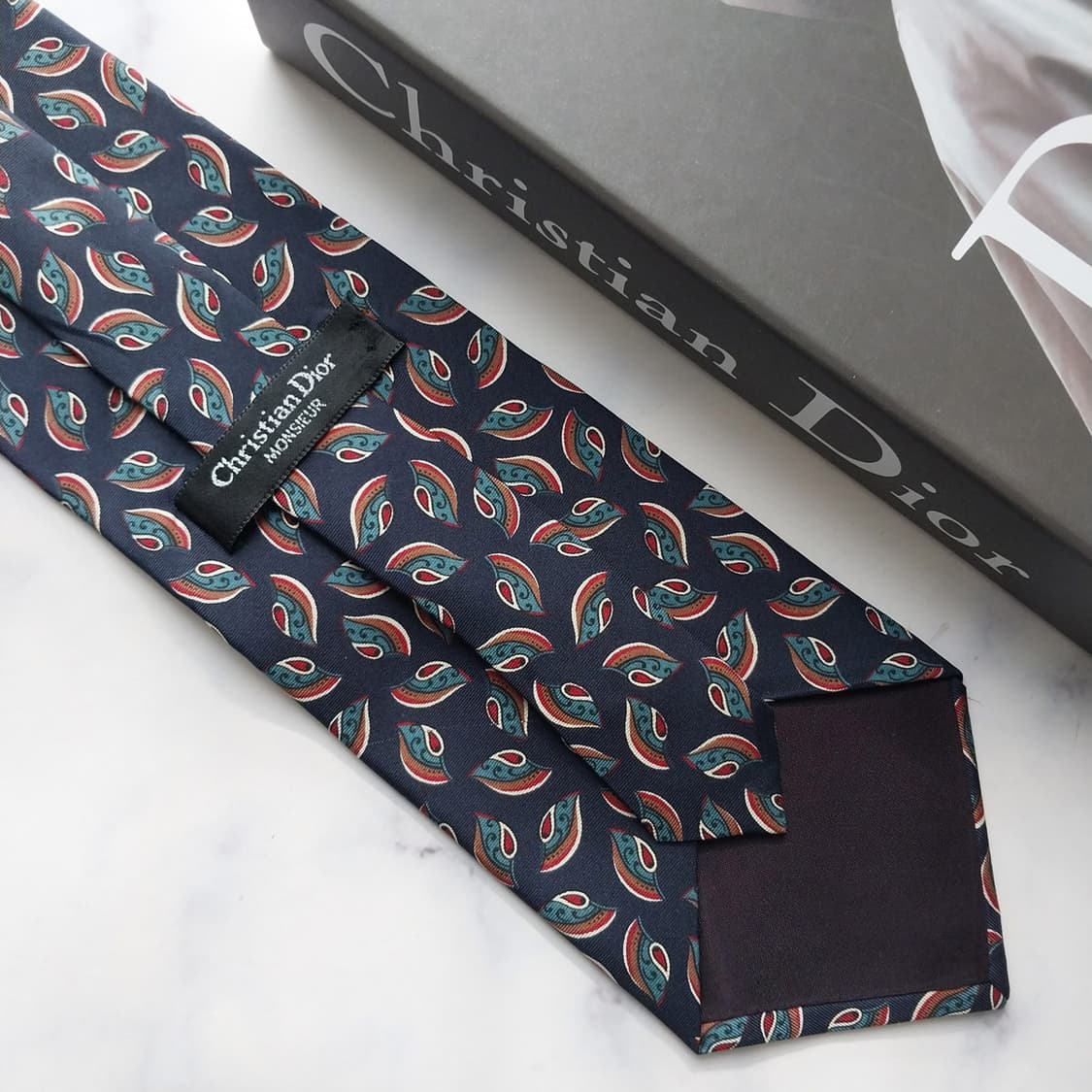 크리스찬 디올 실크 페이즐리 모티브 넥타이 9.7cm A+등급 K2192 상품이미지8