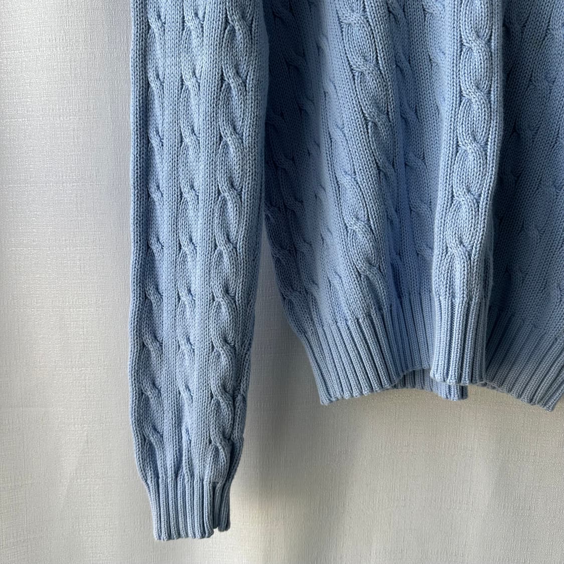 폴로 랄프로렌 케이블 니트 코튼 스웨터 스카이 블루 M 상품이미지3