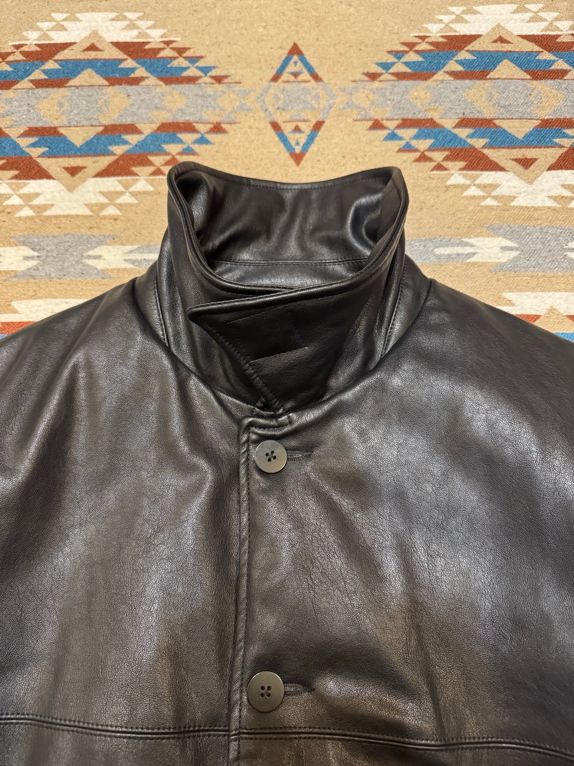 [L] 몽키 타임 FAUX 레더 퀼팅 카코트 블랙  상품이미지3