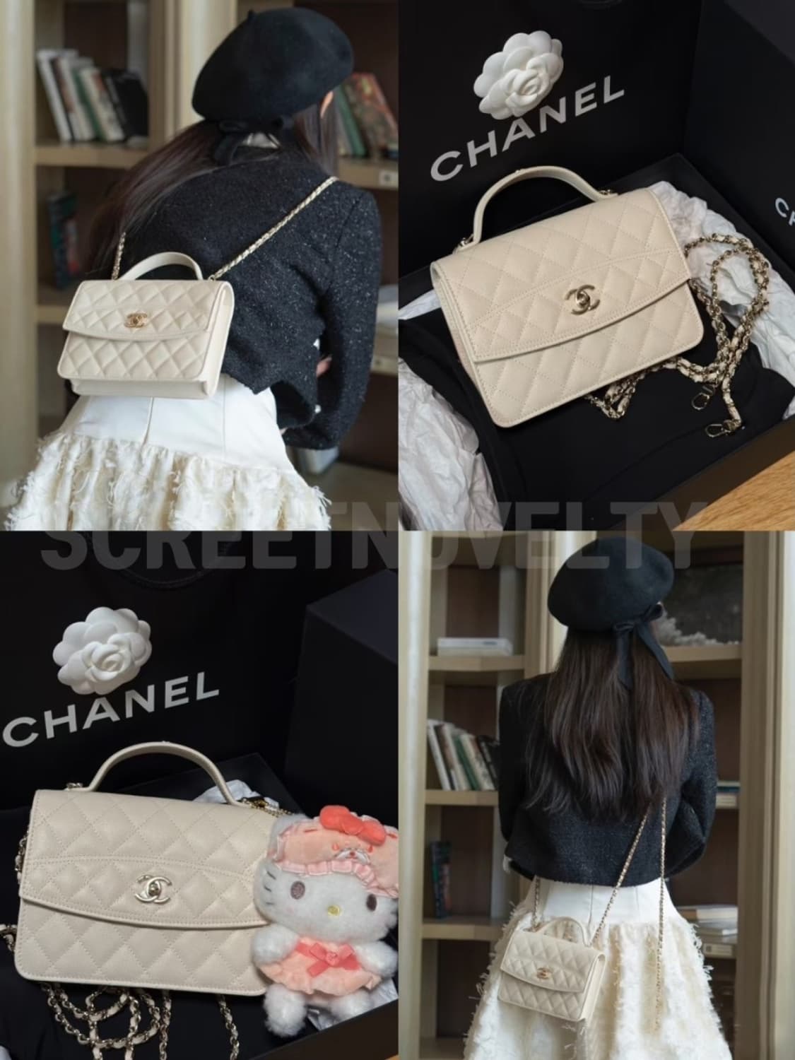 샤넬뷰티 탑핸들 캐비어 백팩 3WAY백 VIP 화이트 상품이미지8