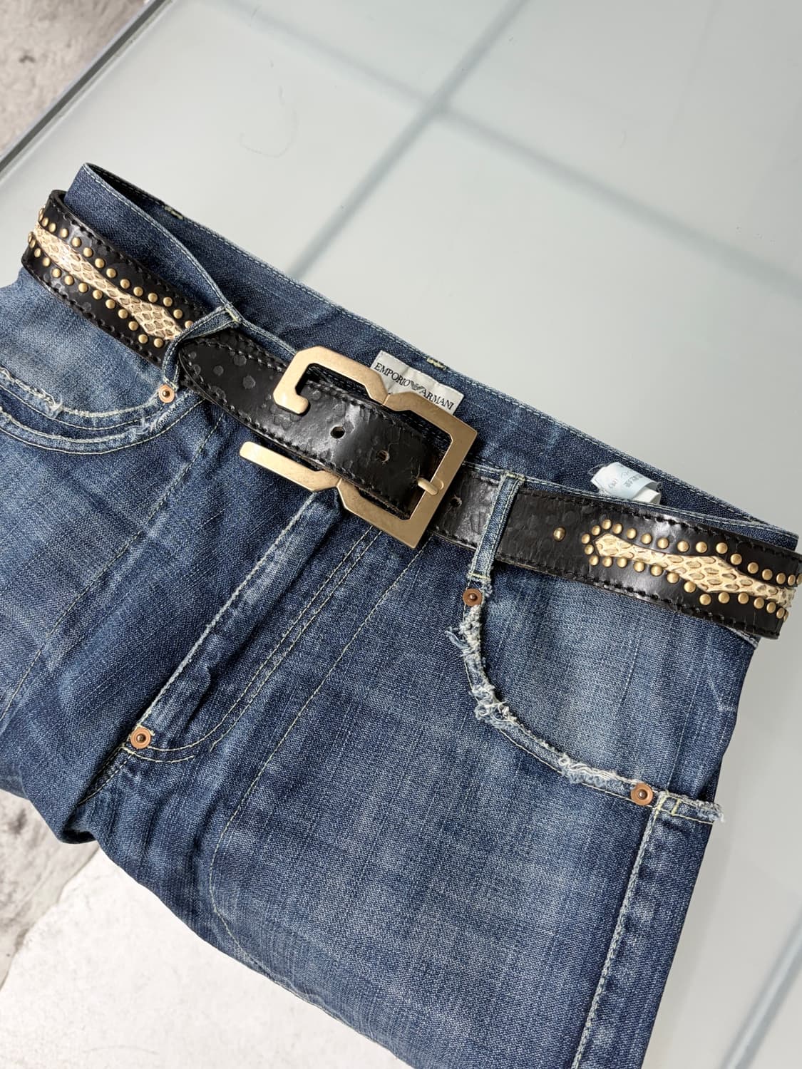 2000‘s 돌체앤가바나 파이톤 스터드 레더 벨트 상품이미지1