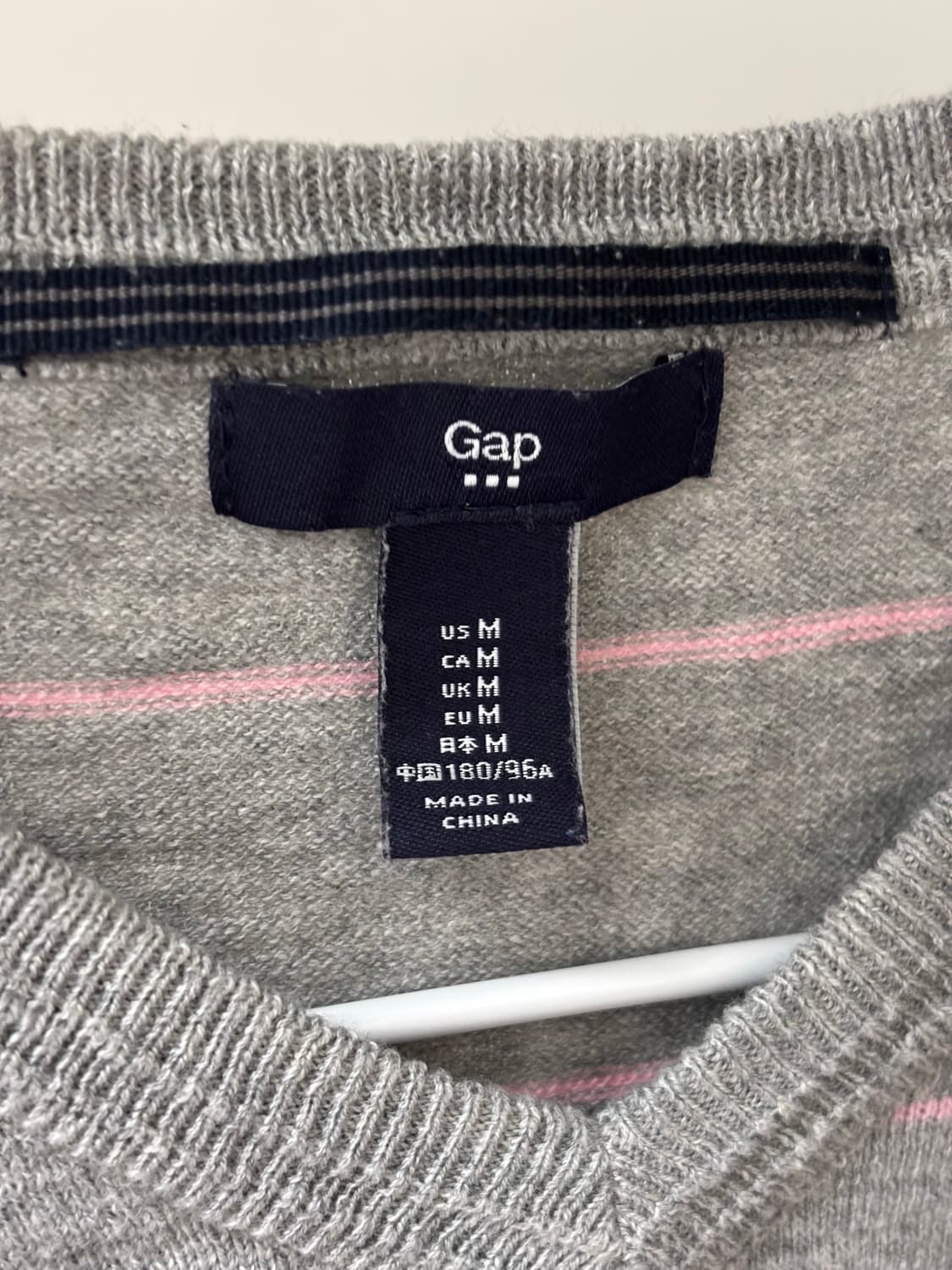 gap 갭 핑크 그레이 스트라이프 브이넥 니트 M 회핑 갸루 페어리 상품이미지3