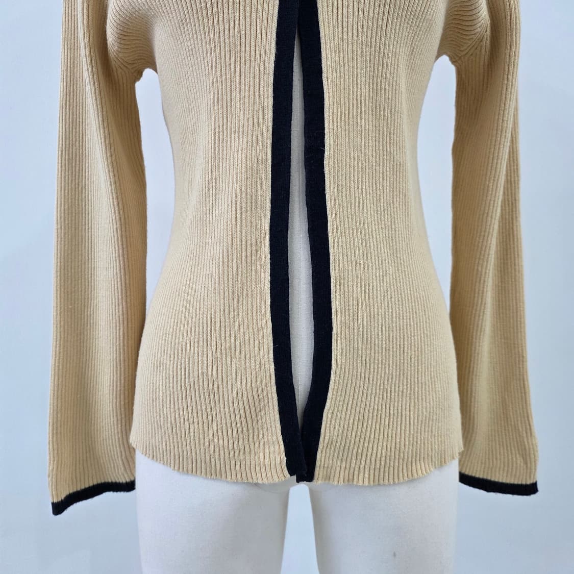 ANNEX 베이지블랙 배색 골지가디건 상품이미지8