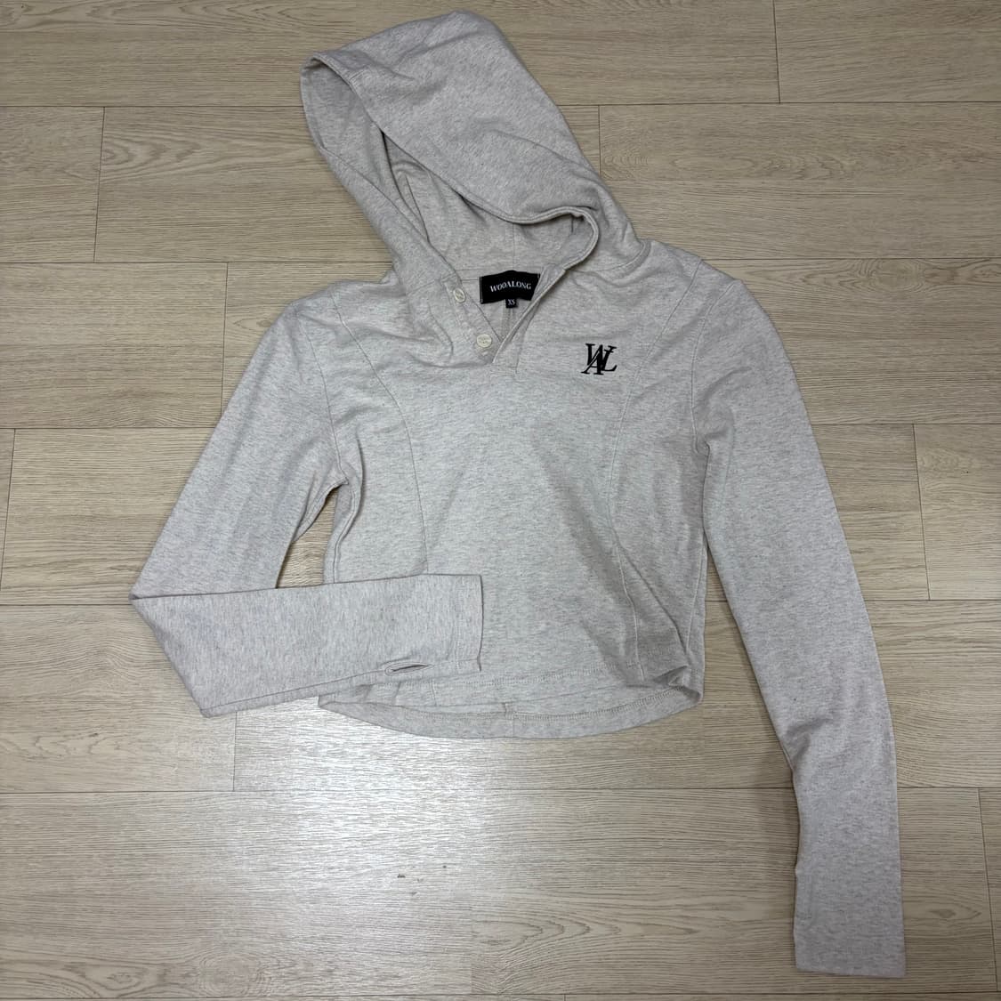 우알롱 슬림 소프트 워머 후드 티셔츠 오트밀 XS 상품이미지2