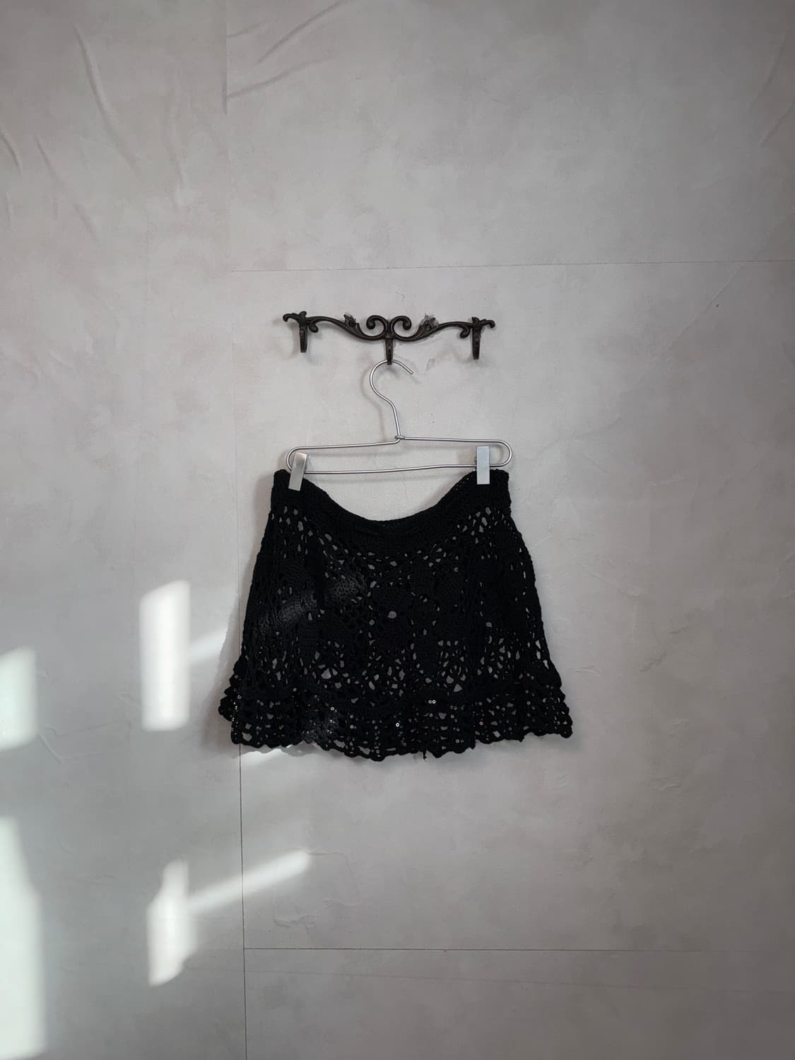 Black flower crochet beads patch net sk 상품이미지4