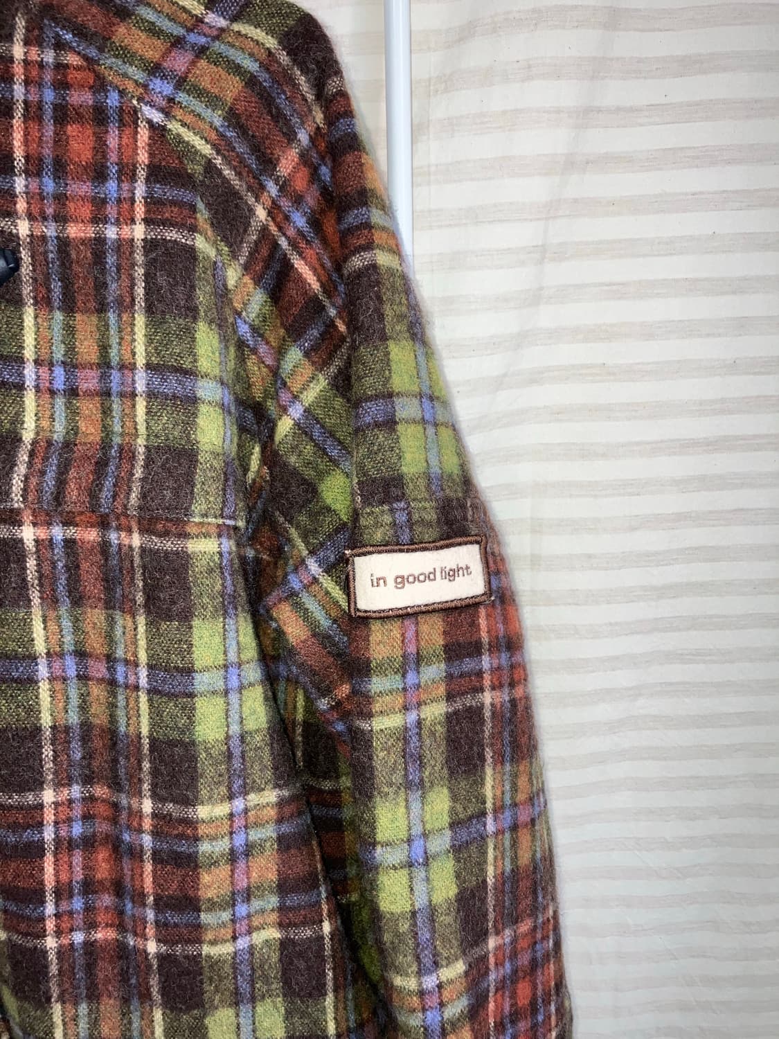 빈티지 그린 브라운 체크 후드 코트 y2k 스트릿 갸루 펑키486 상품이미지4