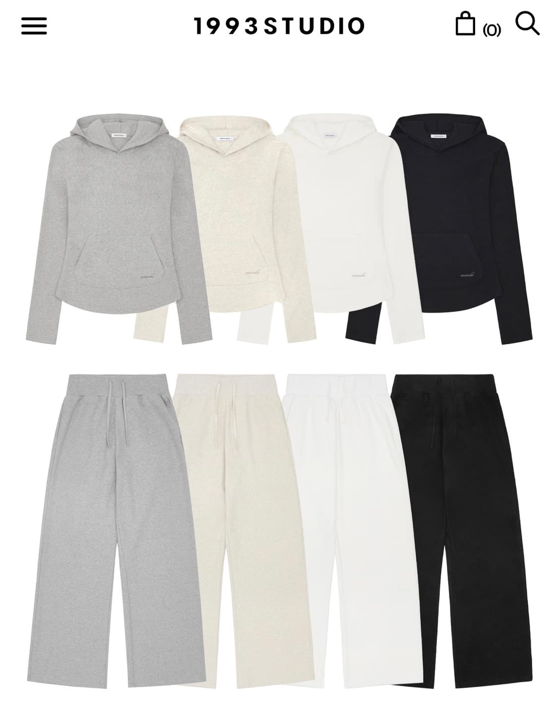 1993스튜디오 W 베이직 슬림후드 +스웨트 팬츠 set 상품이미지1