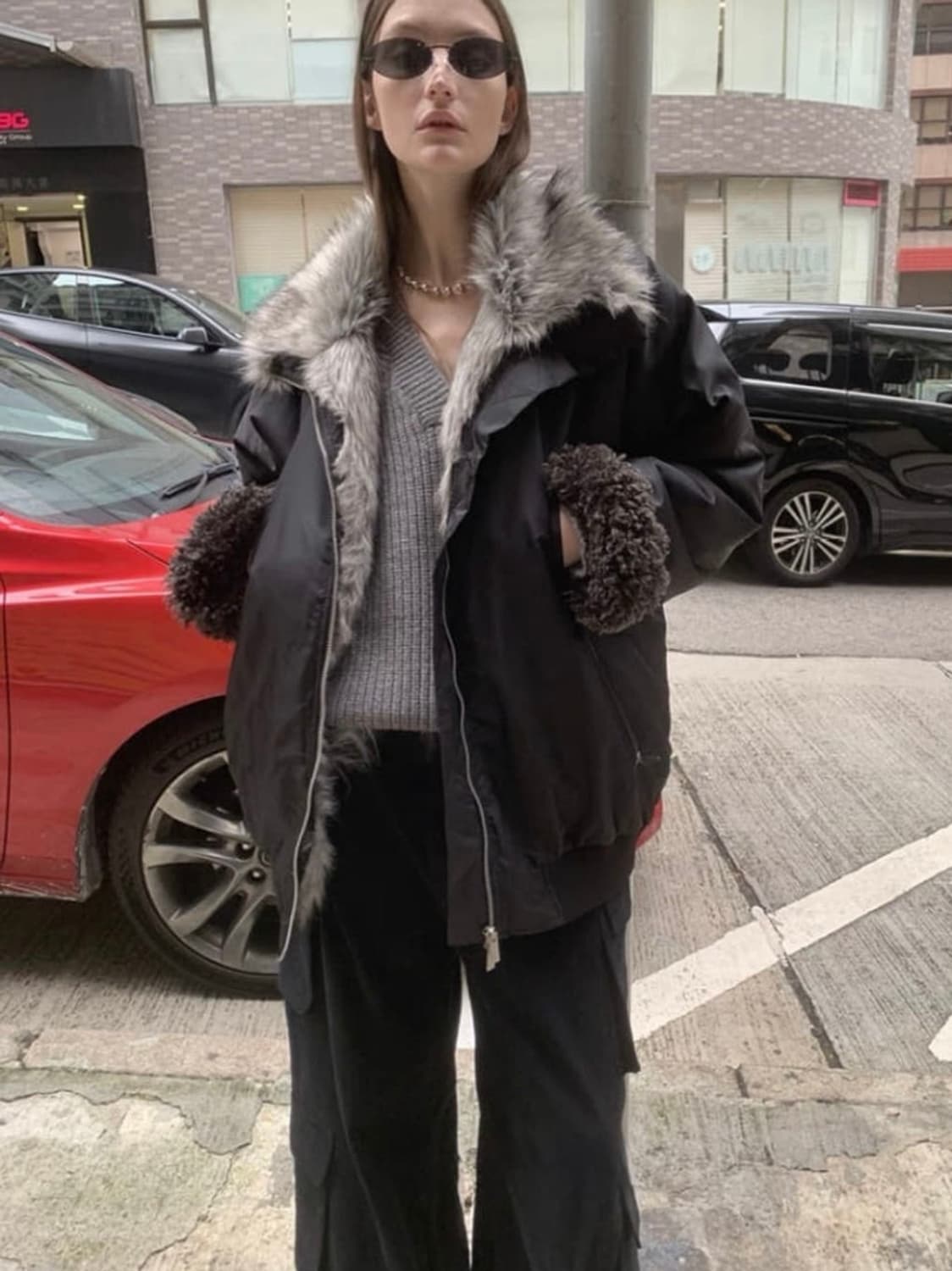 lonslan 하이넥 리버시블 퍼자켓  상품이미지1