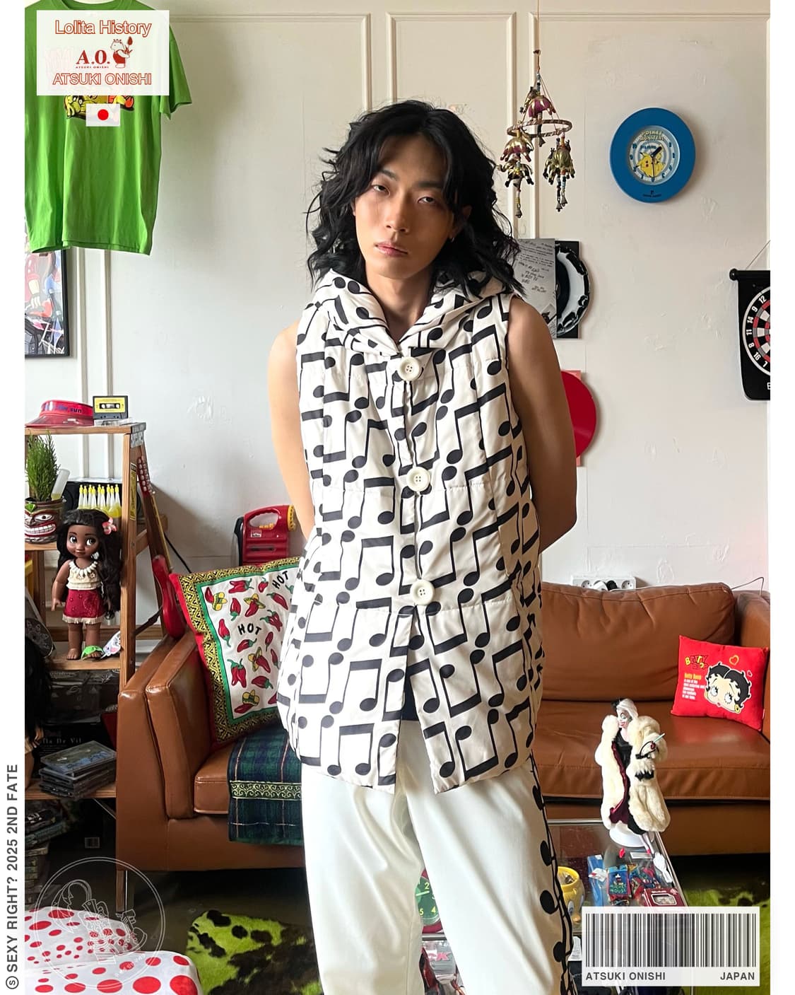 1980-90s ATSUKI ONISHI Music Print Vest 상품이미지1