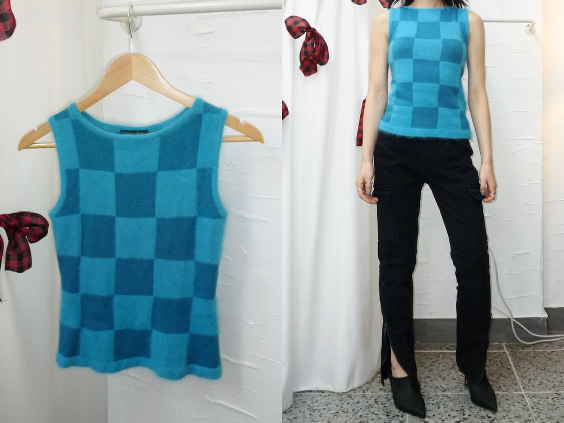 Bold blue check vest 상품이미지1