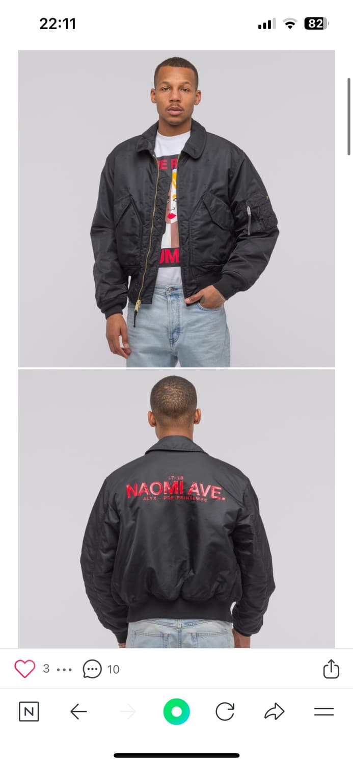 알파인더스트리 MA-1 ALYX 콜라보 블랙 L 상품이미지1