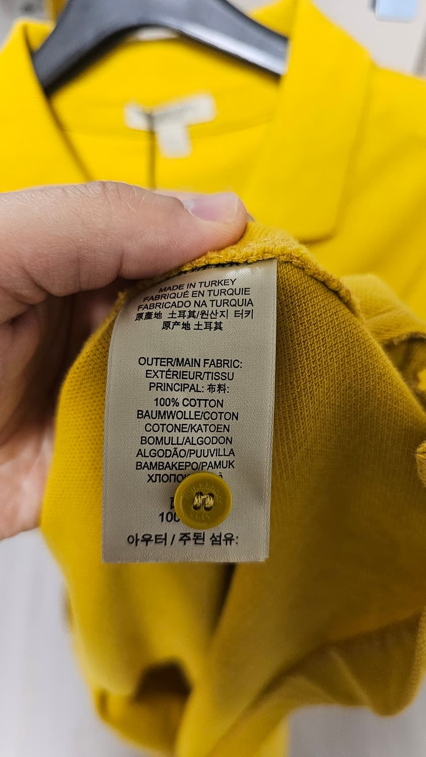 (새상품)정품 버버리 반팔 카라티 레몬색상 105-110 상품이미지3