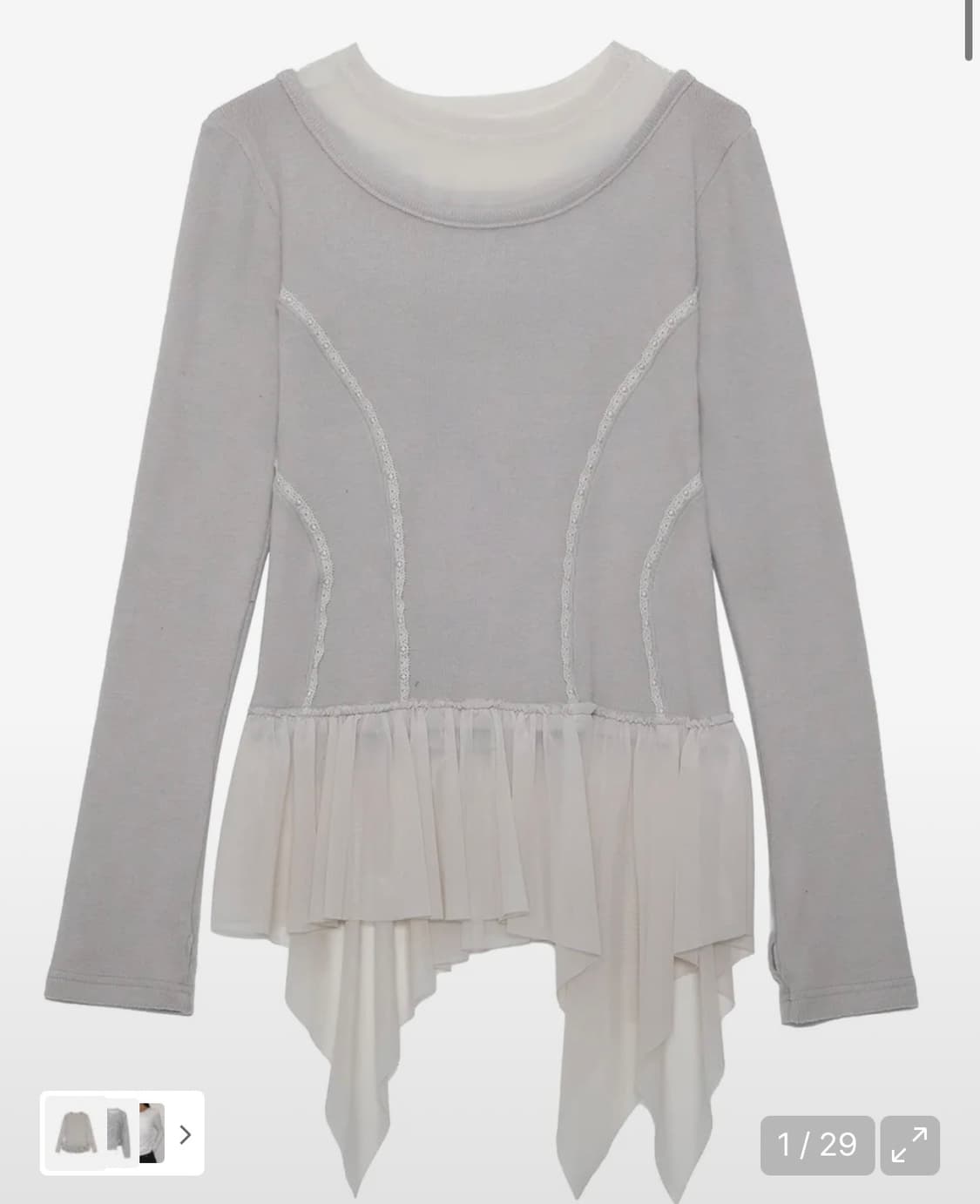 플레어업 Layered Lace Frill Long Sleeve 상품이미지1