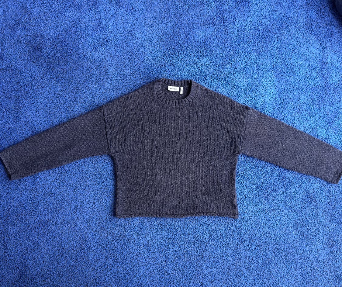 크롭 니트 스웨터 다크 블루 상품이미지2