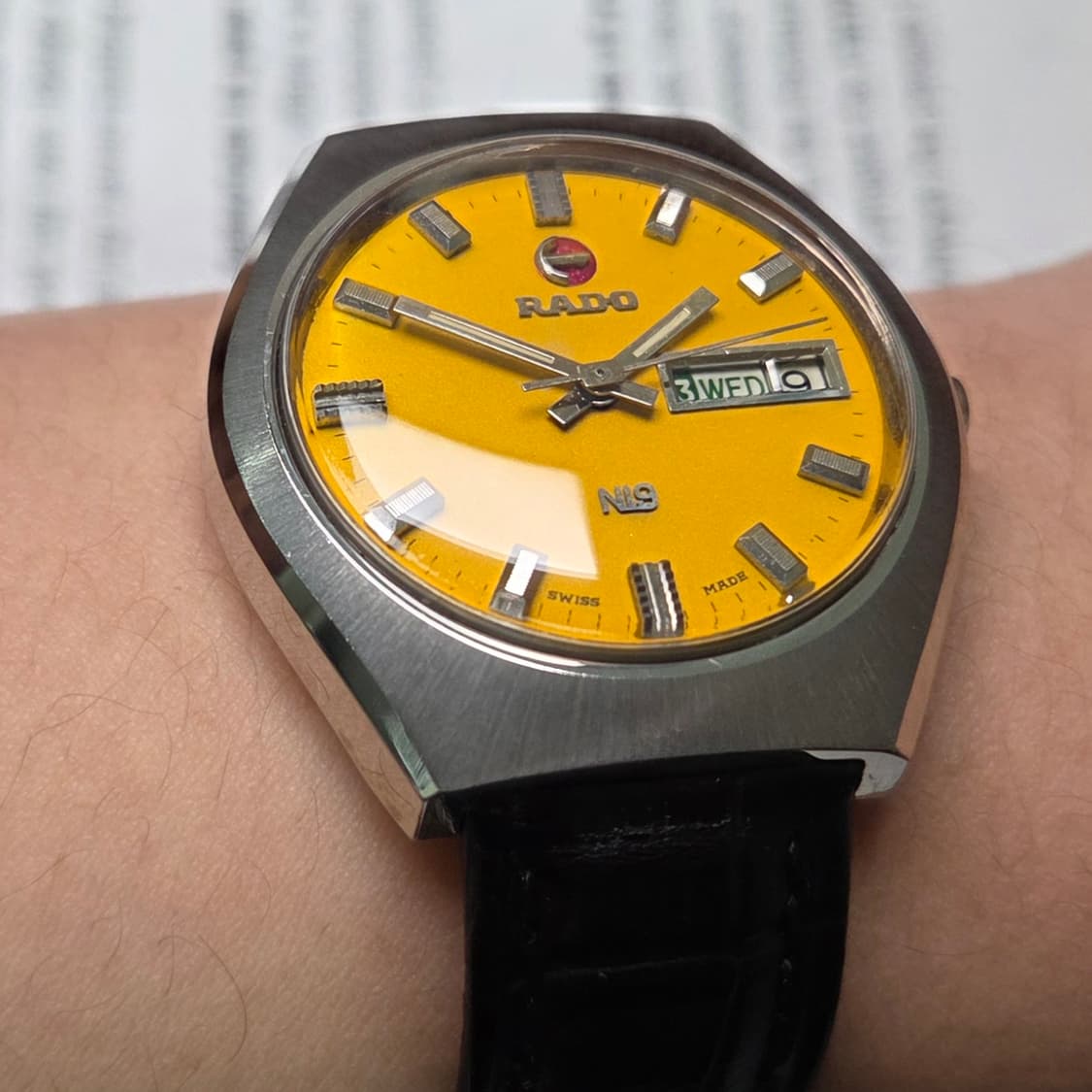 빈티지 라도 NI9 데이데이트 쿠션형 진노랭이 와이드보이 오토매틱  상품이미지9