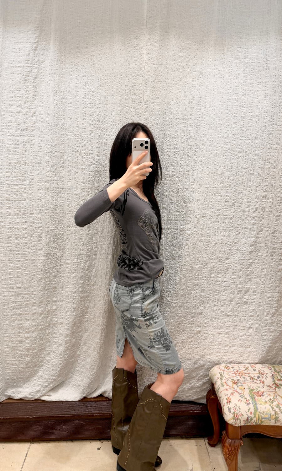 Summer flower midi denim skirt 상품이미지6