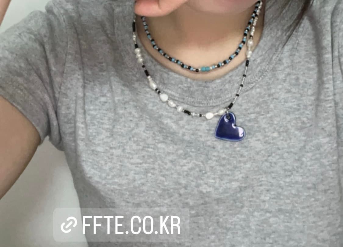 블루 하트 & 담수 흑진주 목걸이 상품이미지3