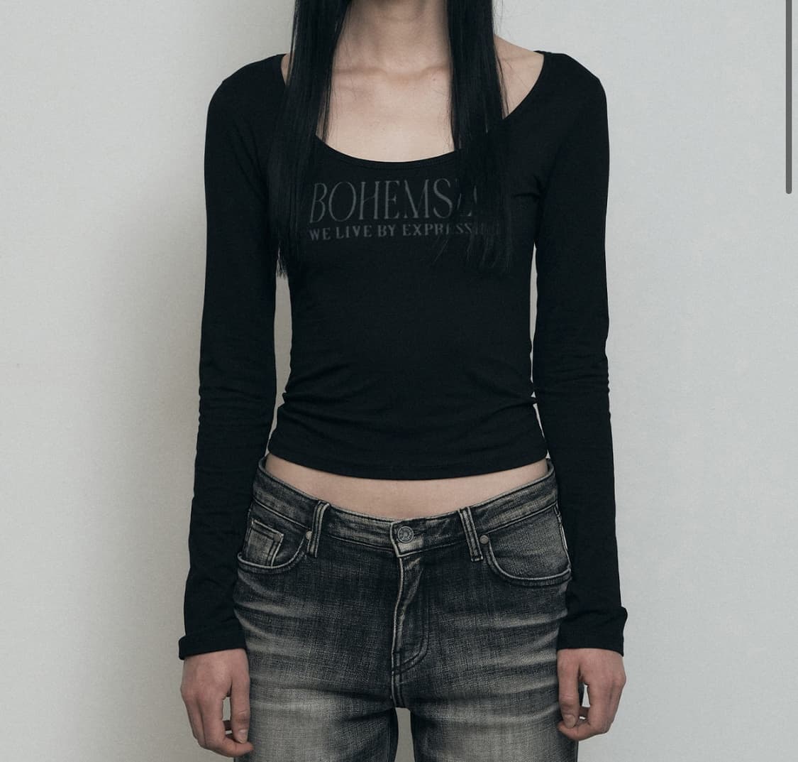 보헴서 PALE PRINETED LONG SLEEVE, BLACK 상품이미지1