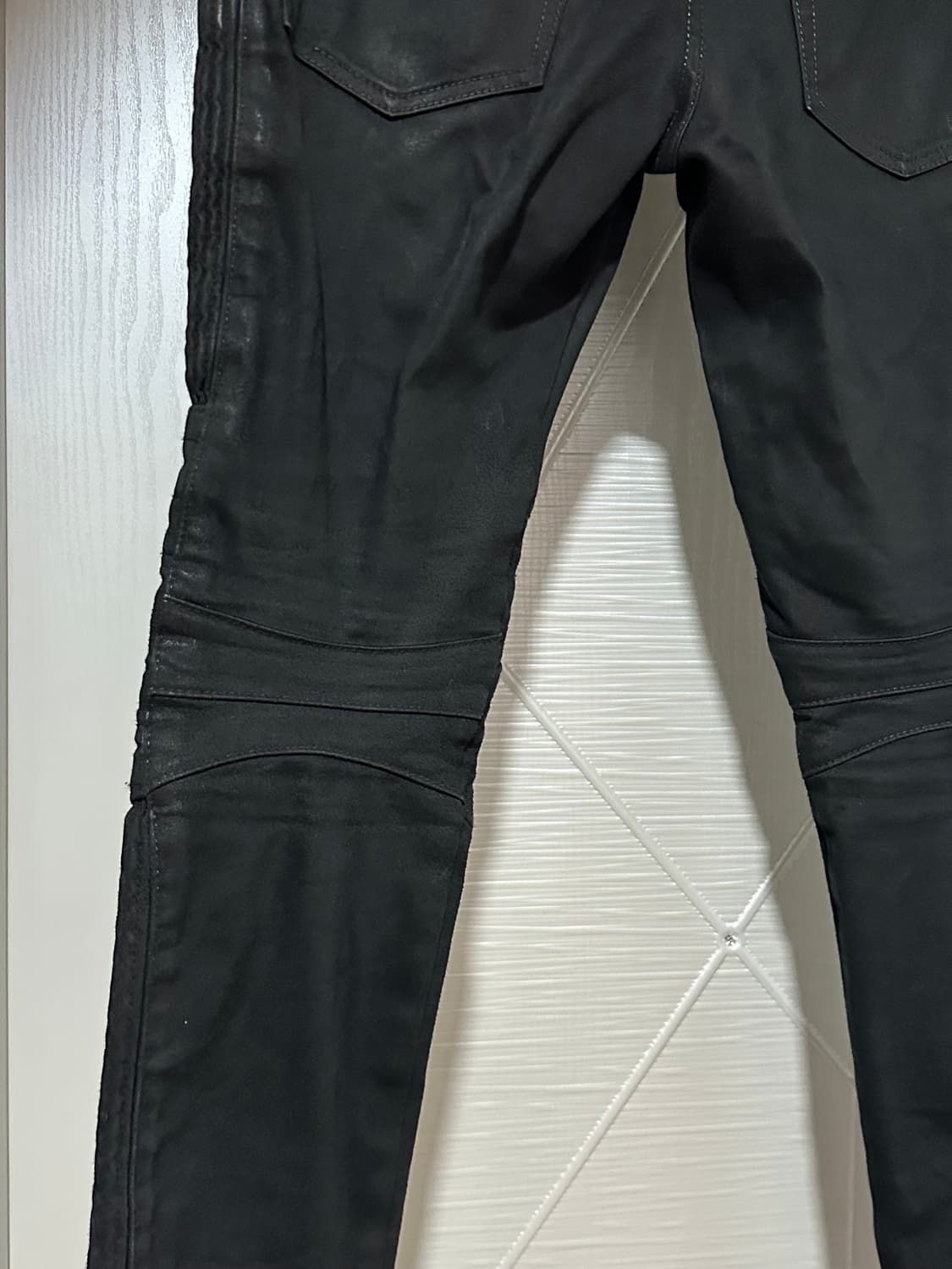 발망 블랙 왁스 코팅 더블지퍼 바이커 진 상품이미지6