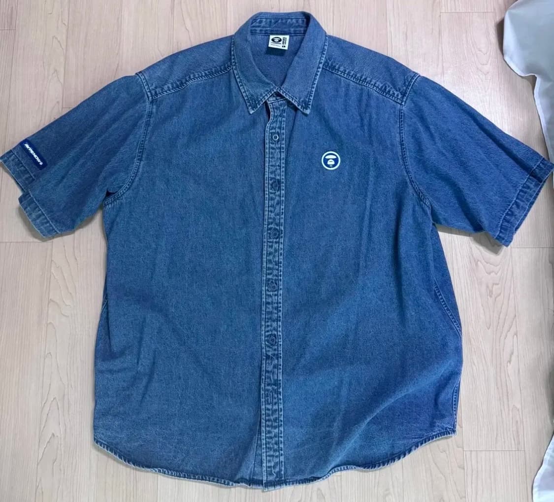 베이프 에이프 아플리케 데님셔츠 상품이미지1