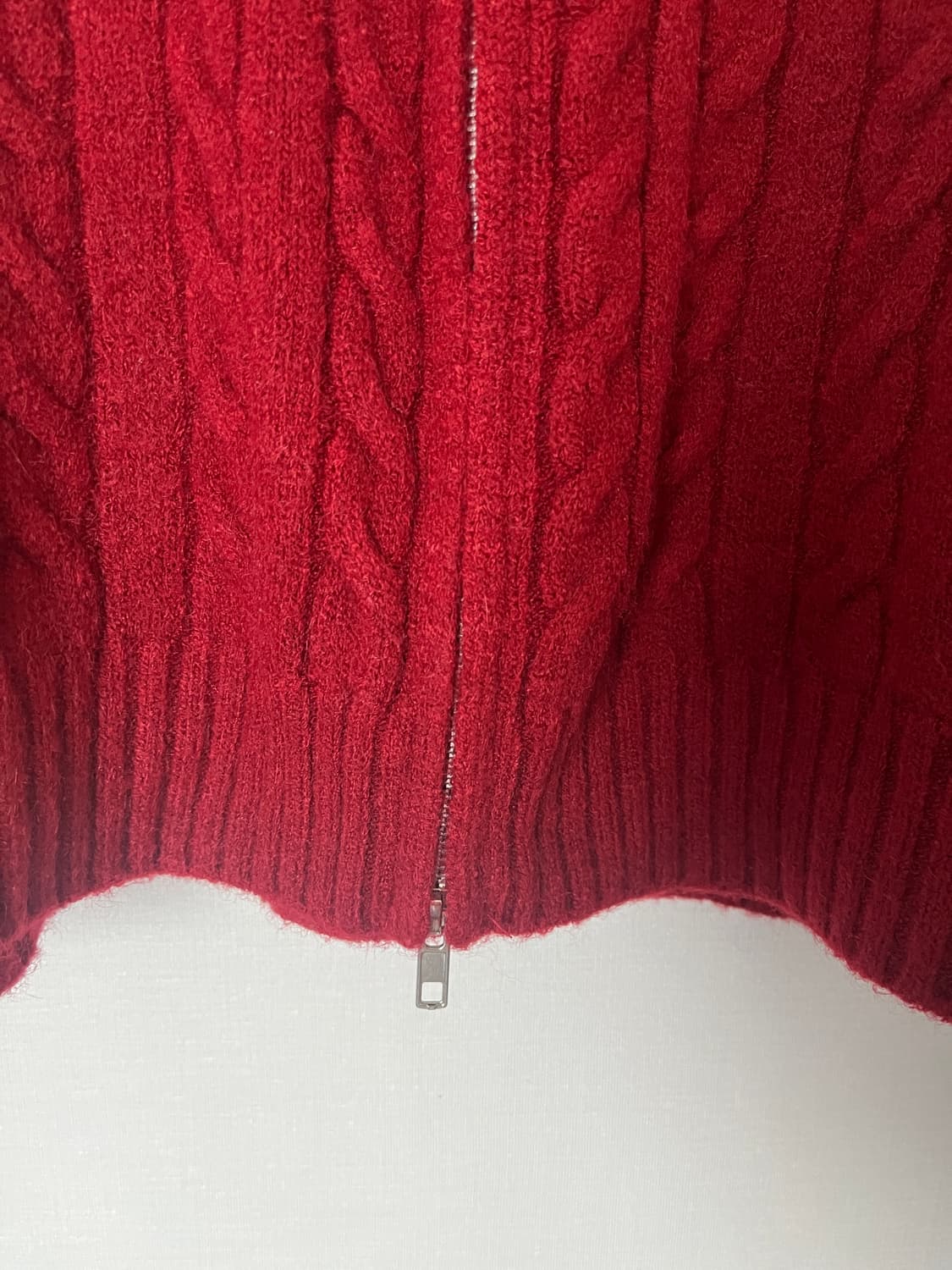 니트 투웨이 꽈배기 집업 가디건 [레드] 상품이미지7