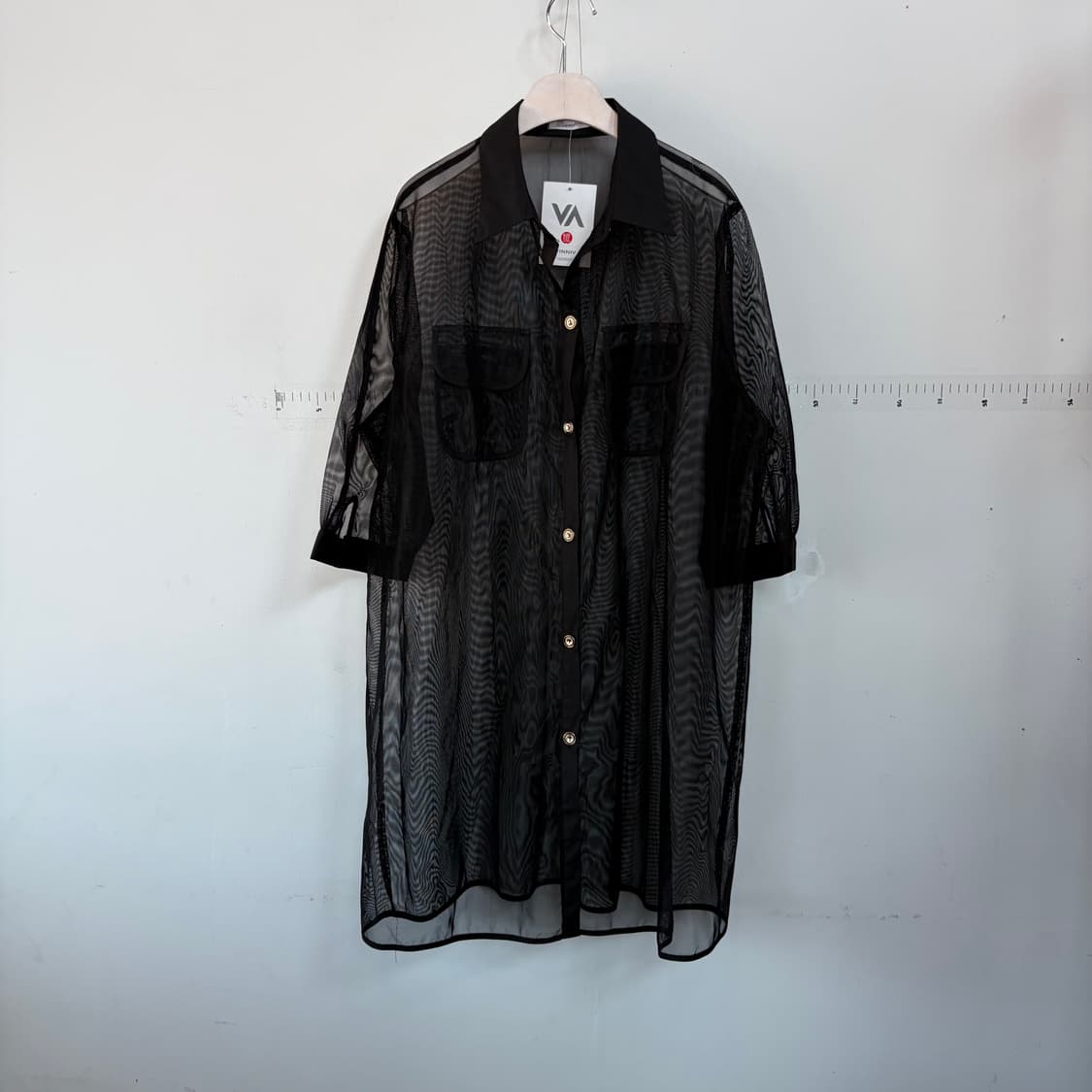 명품 시스루 블랙 매쉬 셔츠 롱자켓 상품이미지1