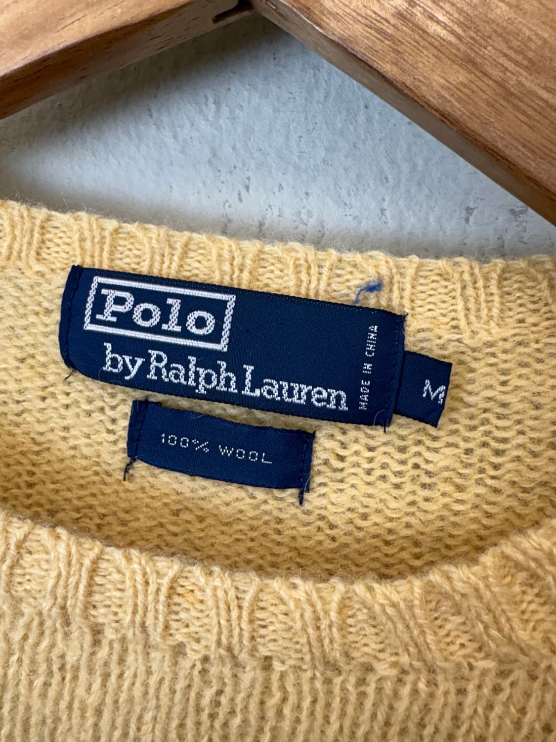 폴로랄프로렌 90s JPN 빈티지 라운드 울 니트 옐로우 상품이미지6