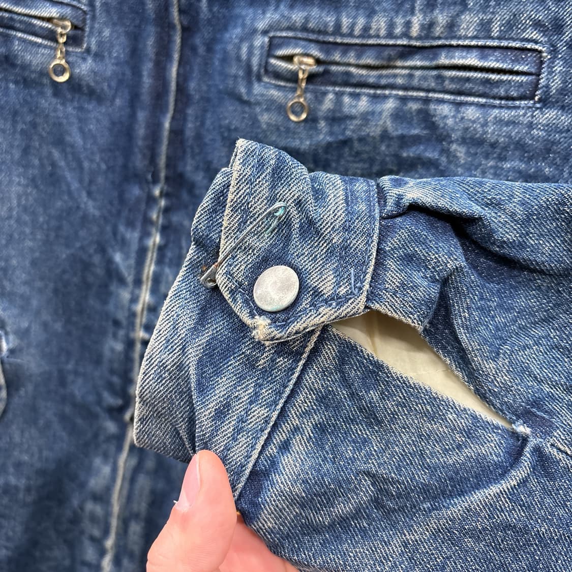 빅존 데님 워크집업자켓 보아안감 액션 플리츠 디테일 블루 상품이미지7