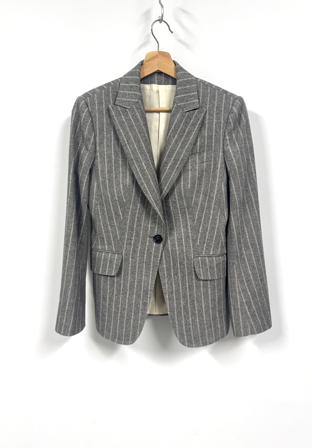 KITON 키톤 여성 원버튼 그레이 스트라이프 울 자켓 42 상품이미지1