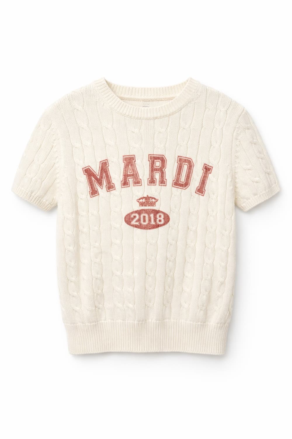 마르디 메크르디 케이블 니트 반팔 아이보리 FREE 상품이미지1