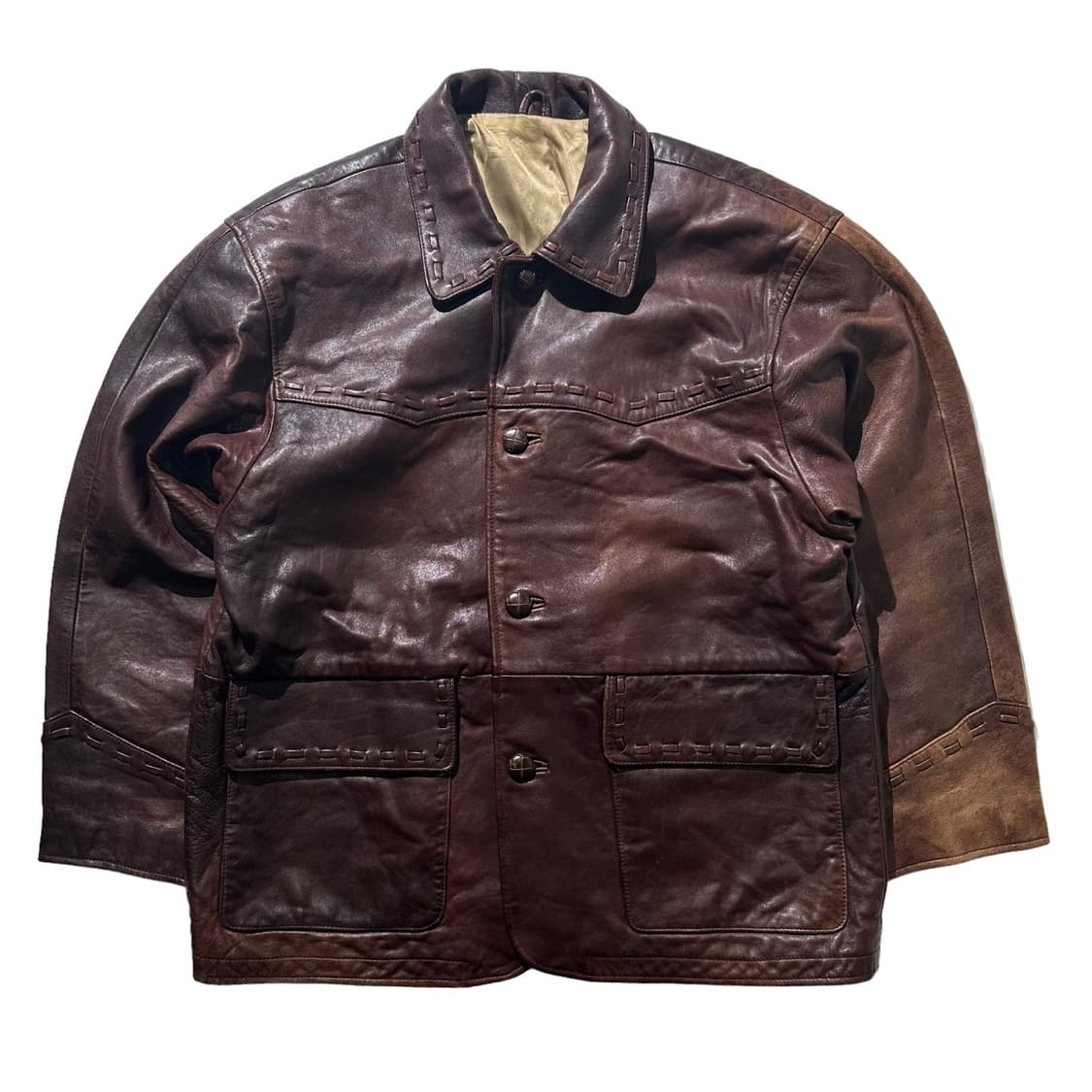 Via Nuova 카우 나파레더 스티치 웨스턴 자켓 상품이미지1