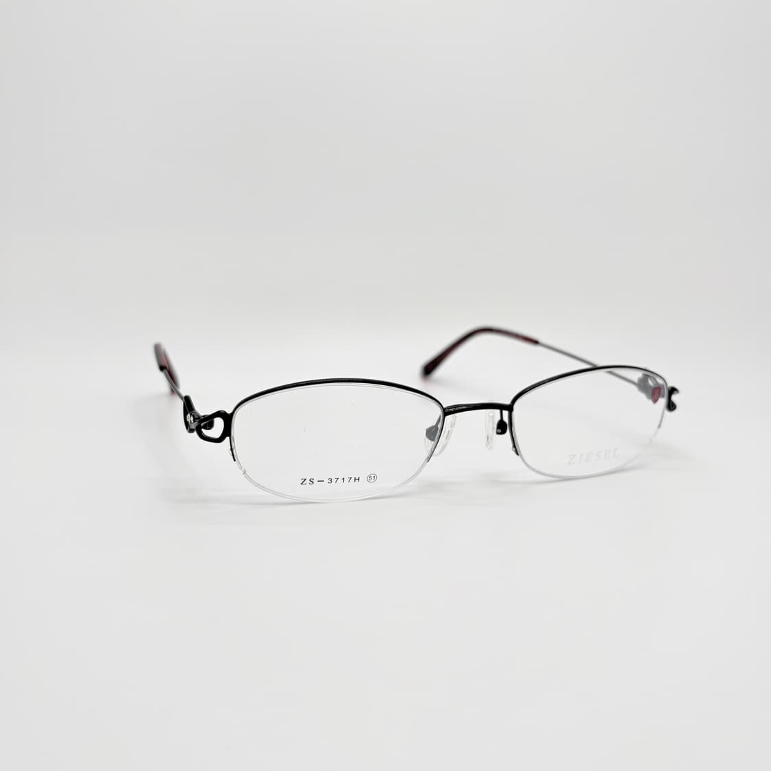 ZIESEL 큐빅 블랙 사각 반무테 상품이미지2