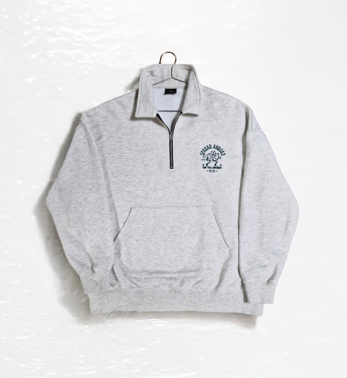 브라운브레스 반지퍼 오버핏 맨투맨 멜란지그레이 L 상품이미지1