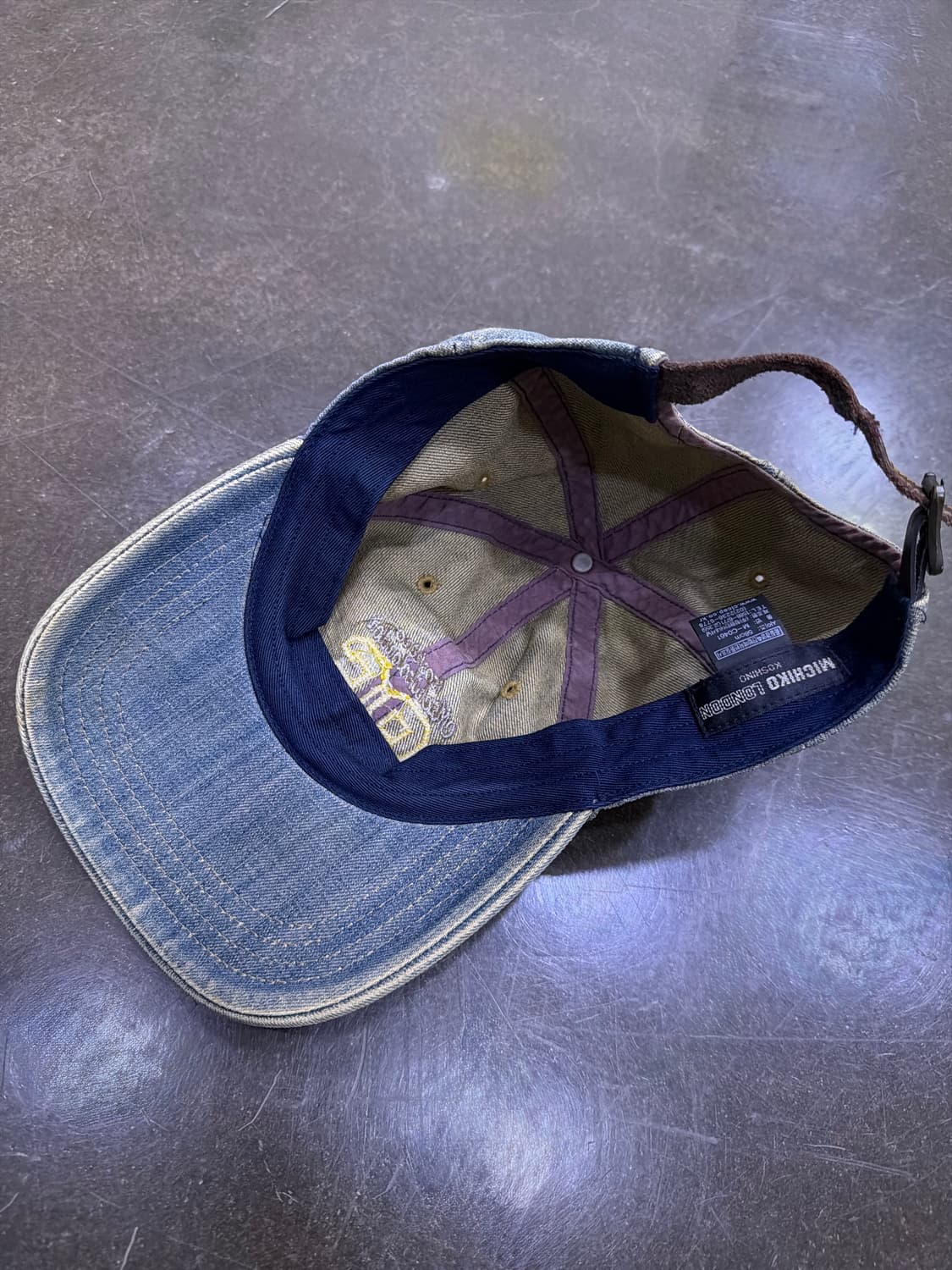 미치코런던 빈티지 86 자수 데님 가죽벨트 볼캡 모자 상품이미지5