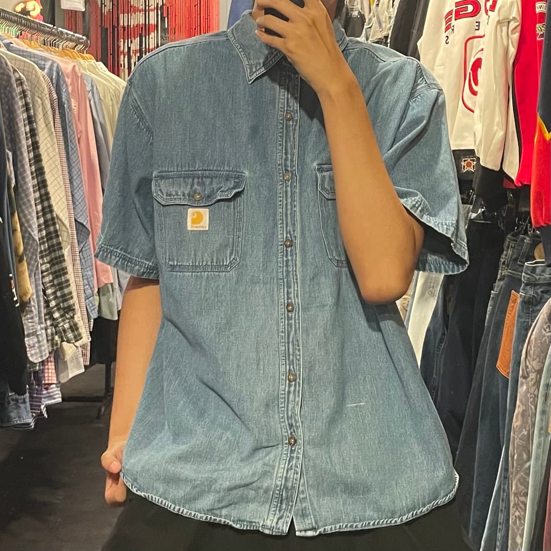 [IM] carhartt 칼하트 중청 데님 반팔셔츠 상품이미지2